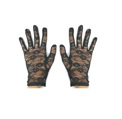 Guantes Cortos Encaje Negro