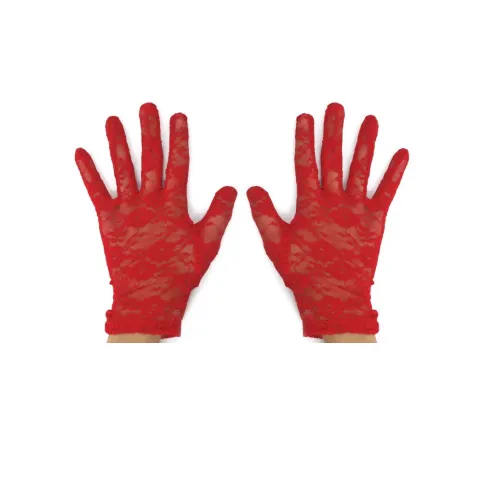 Guantes Cortos Encaje Rojo