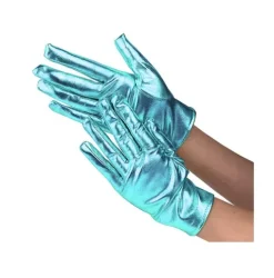 Guantes Cortos Metalizados Azul Claro