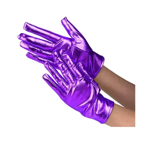 Guantes Cortos Metalizados Lila