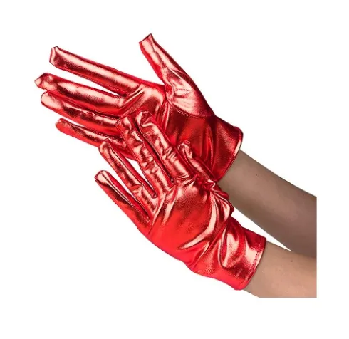Guantes Cortos Metalizados Rojo