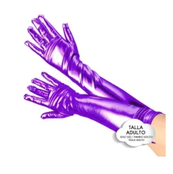 Guantes Largos Metalizados Lila