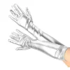Guantes Largos Metalizados Plata