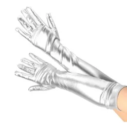 Guantes Largos Metalizados Plata