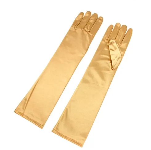 Guantes Satén Largo Amarillo