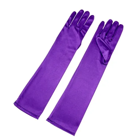 Guantes Satén Largo Lila