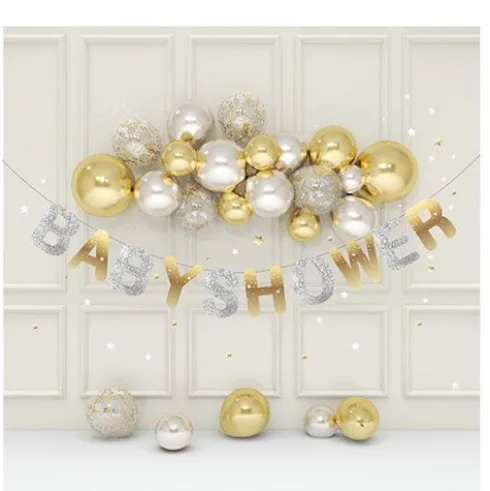 Guirnalda Baby Shower Con Globos Plata/Oro 38PCS