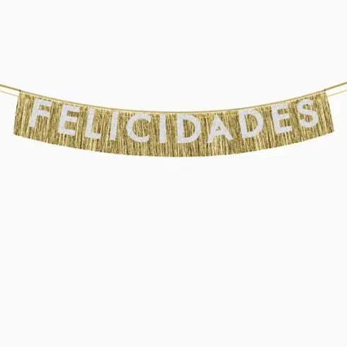 Guirnalda Doble ‘Felicidades’ y Flecos Dorados