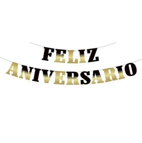 Guirnalda Feliz Aniversario Negro