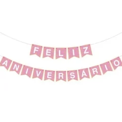 Guirnalda Feliz Aniversario Rosa 3M