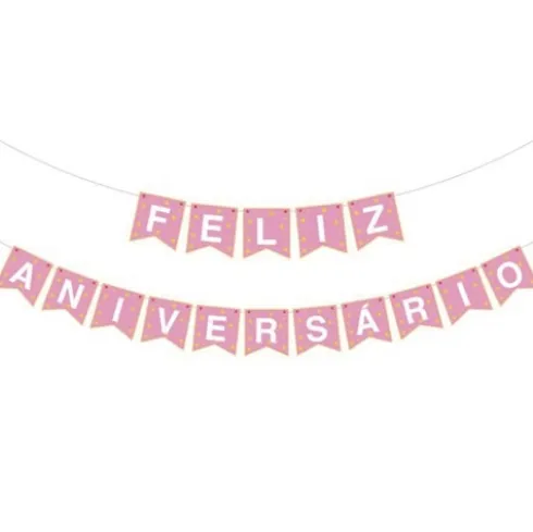 Guirnalda Feliz Aniversario Rosa 3M