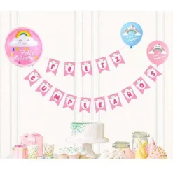Guirnalda Feliz Cumpleaños Con Globos Arcoíris 21PCS