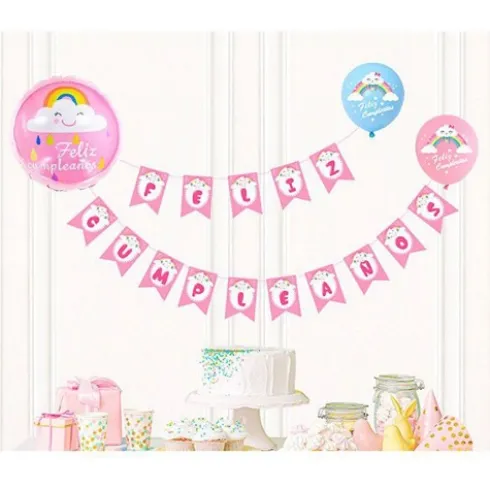 Guirnalda Feliz Cumpleaños Con Globos Arcoíris 21PCS