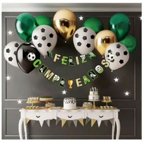 Guirnalda Feliz Cumpleaños Con Globos Futbol Verde 31PCS