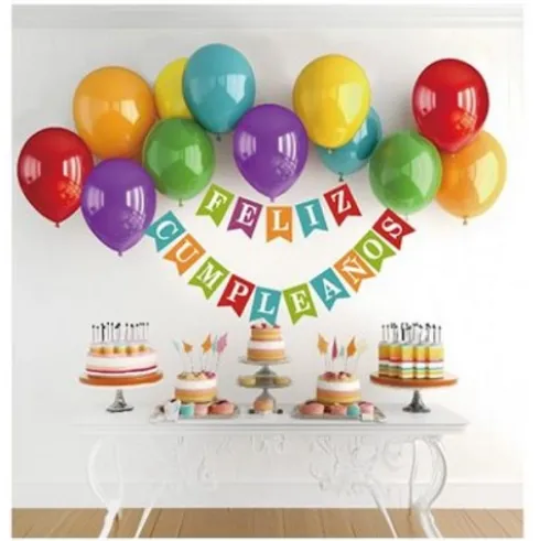 Guirnalda Feliz Cumpleaños Con Globos Multicolor 31PCS