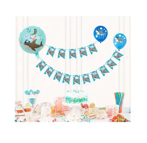 Guirnalda Feliz Cumpleaños Con Globos Tiburón 21PCS
