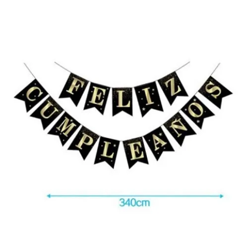 Guirnalda Feliz Cumpleaños Negro