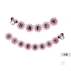 Guirnalda Happy Birthday Ratón Rosa 3M