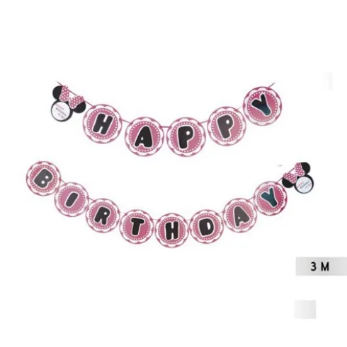 Guirnalda Happy Birthday Ratón Rosa 3M