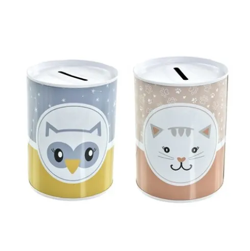 Hucha Metal Animal Buho/Gato 8X10CM