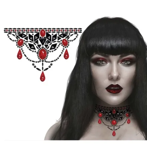Joyas Cuello Adhesivas Gótico Rojo/Negro
