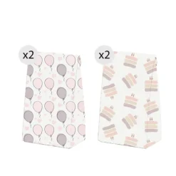 Juego 4 Bolsas Regalo Cumpleaños Blanco S
