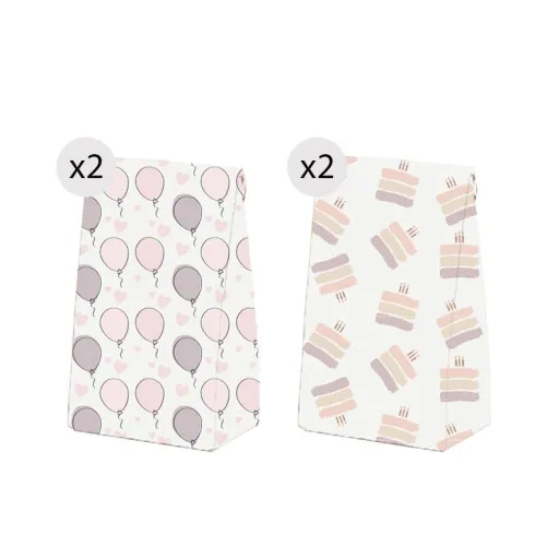 Juego 4 Bolsas Regalo Cumpleaños Blanco S