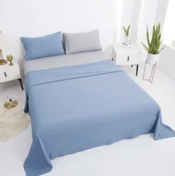 Juego de Sábanas Lisas Azul/Gris Claro