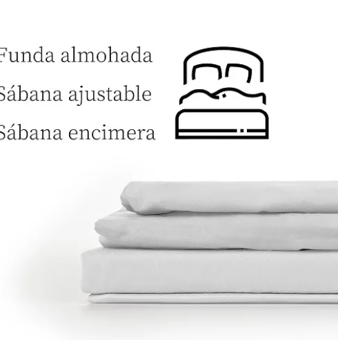 Juego de Sábanas Lisas de 3 Piezas Blanco