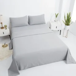 Juego de Sábanas Lisas Gris Claro