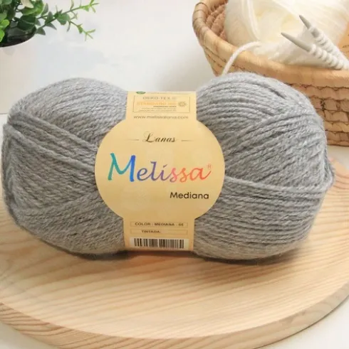 Lana Mediana Gris Melange 65