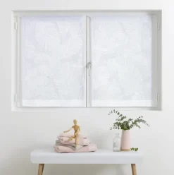Lote 2 Visillos Para Ventana Hojas Blanco