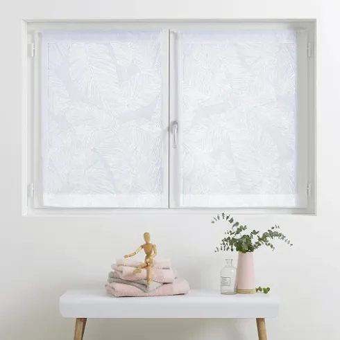 Lote 2 Visillos Para Ventana Hojas Blanco