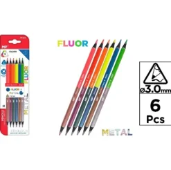 Lápices Bicolor Metal y Fluor 6u