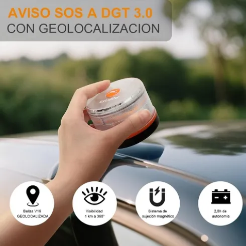 Luz de Emergencia V16 Homologada DGT 3.0 con Geolocalización