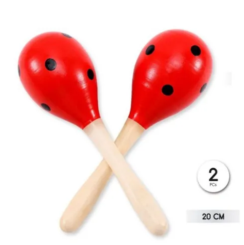 Maracas De Madera Lunares 20cm