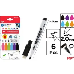 Marcador de Pizarra Borrador Colores 6u