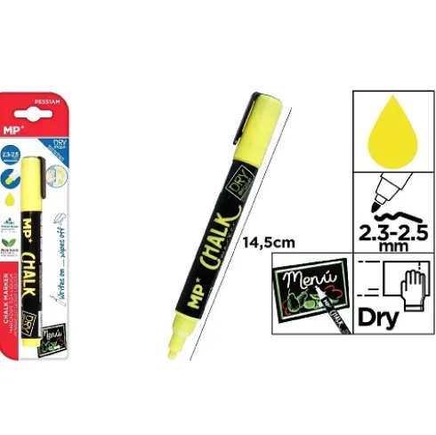 Marcador Tiza Liquida Limpieza Seco Amarillo