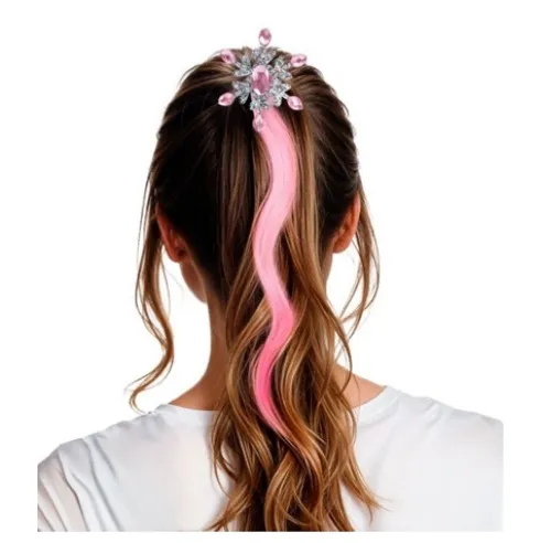 Mechón Clip Copo Rosa