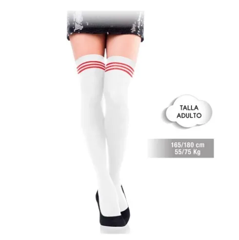 Medias Colegial Blanco Raya Roja