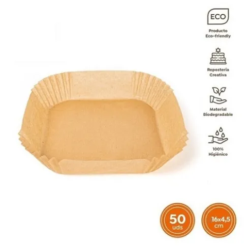 Molde Airfryer Papel Cuadrado 16x16x4,5cm 50U