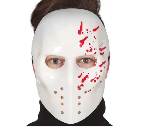 Máscara PVC Hockey Blanca Con Sangre