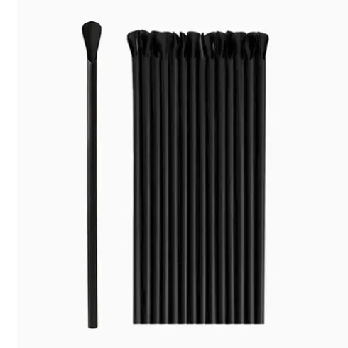 Pajita Plástico PP Reutilizable Cuchara Negro 20cm 100uds