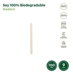 Paletina Biodegradable Madera 9X0,9CM 100UDS