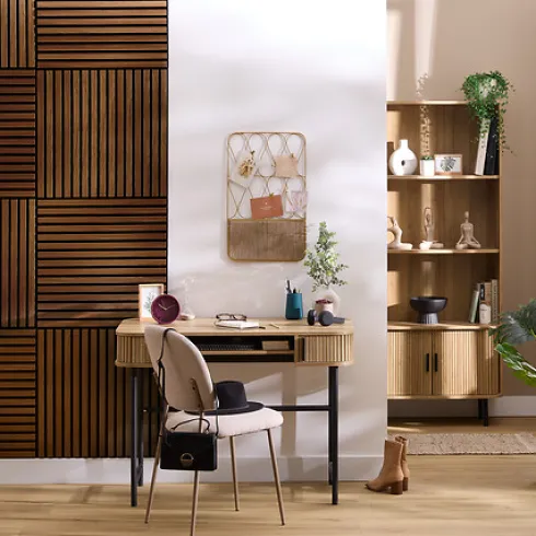 Panel Mural Colva MDF Efecto Madera Oscura 60x60cm