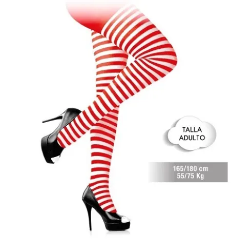 Panty Adulto Rayas Blanco/Rojo