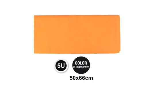 Papel Fluorescente 50X66CM 5U Naranja Claro