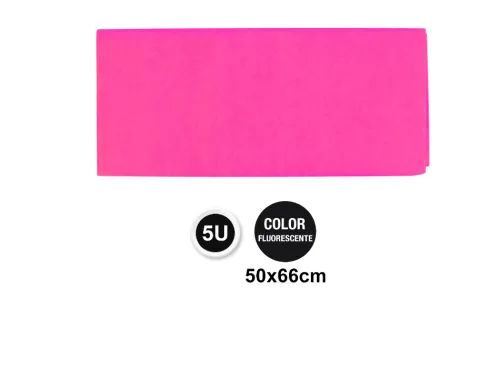 Papel Fluorescente 50X66CM 5U Rosa