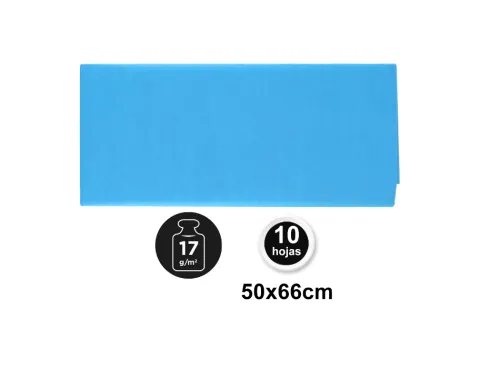 Papel Seda 50X66CM 10U Azul Turquesa