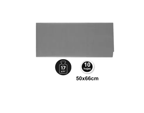 Papel Seda 50X66CM 10U Gris